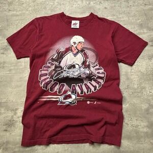Joy Athletic Colorado Avalanche Tee Mens Medium Burgundy Peter Forsberg Vintage